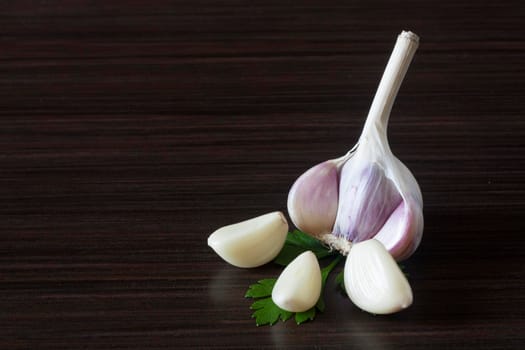 Garlic on a dark background