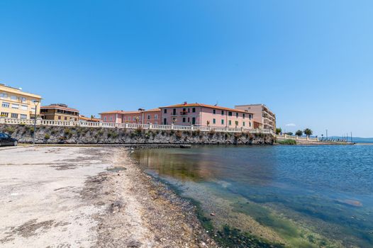 landscape of the town of orbetello and the sea in summer