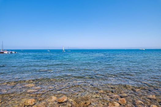 view of the sea in Porto Santo Stefano in the summer