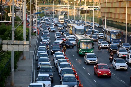 salvador, bahia, brazil - december 22, 2017: movement of vehicles in congestion in the city of Salvador.
