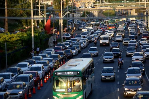 salvador, bahia, brazil - december 22, 2017: movement of vehicles in congestion in the city of Salvador.