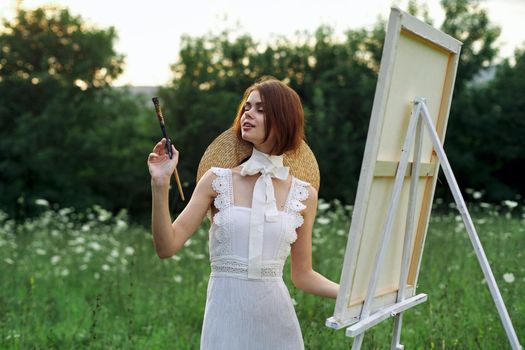 woman artist outdoors visage creative hobby lifestyle. High quality photo