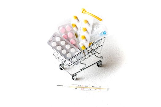 trolley with pills and medicine