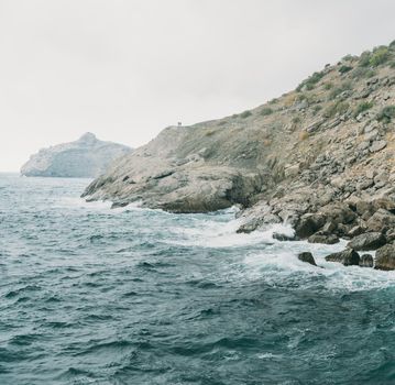 Beautiful coastline at windy weather, nature background