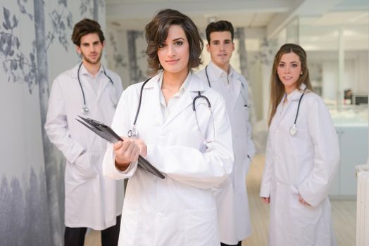 Portrait of group of medical workers portrait in hospital