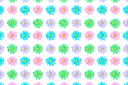 Pink, blue and violet Chamomile or gerbera floral seamless pattern. Summer flowers