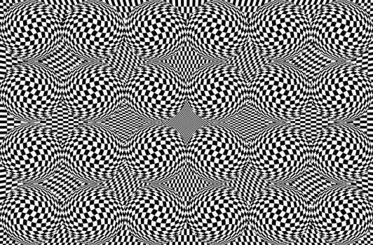 Hypnotic optical illusion in black and white color. Vision 3D geometric background. Abstract optic modern shape in circle. Creative wallpaper for web, print, card, screen