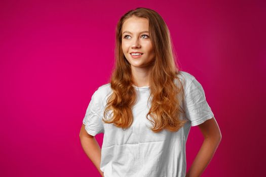 Portrait of a young beautiful happy woman smiling close up