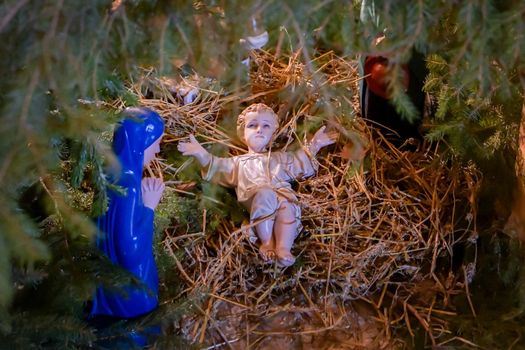 Christmas nativity scene with baby Jesus