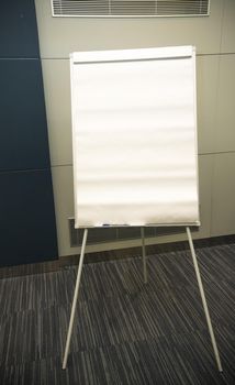 Close up shot of clear flipchart in the office