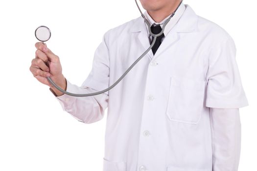 doctor with stethoscope isolated on white background