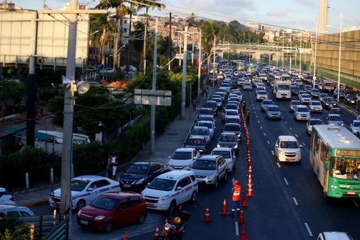 salvador, bahia, brazil - december 22, 2017: movement of vehicles in congestion in the city of Salvador.