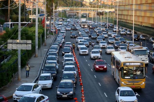 salvador, bahia, brazil - december 22, 2017: movement of vehicles in congestion in the city of Salvador.