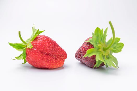 strawberries with leaves on a white background. isolate. isolate. High quality photo