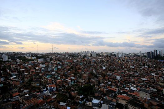 salvador, bahia, brazil - august 29, 2016: Aerial view of dwellings in favela area in Brotas neighborhood in Salvador city.