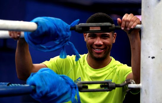 salvador, bahia, brazil - september 9, 2019: Brazilian boxing athlete Hebert Sousa is seen during training in the city of Salvador.