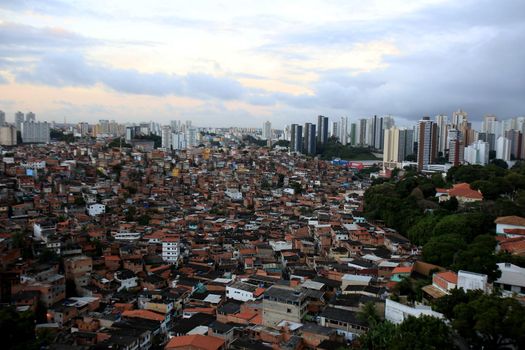 salvador, bahia, brazil - august 29, 2016: Aerial view of dwellings in favela area in Brotas neighborhood in Salvador city.