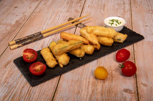Crispy Vegetable Tempura Recipe, Vegetable Fritters. High quality photo