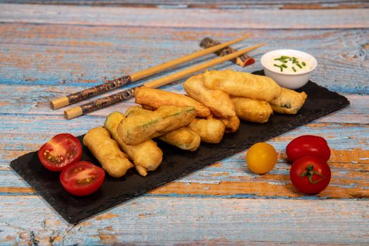 Crispy Vegetable Tempura Recipe, Vegetable Fritters. High quality photo