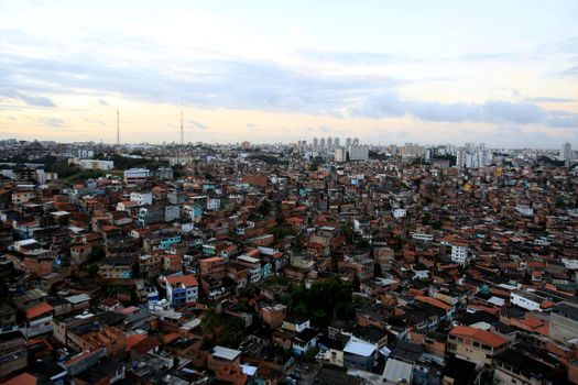salvador, bahia, brazil - august 29, 2016: Aerial view of dwellings in favela area in Brotas neighborhood in Salvador city.