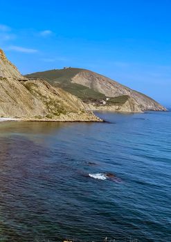 Scenic View Of Sea Against Clear Blue Sky - stock photo. High quality photo