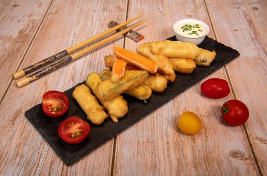 Crispy Vegetable Tempura Recipe, Vegetable Fritters. High quality photo