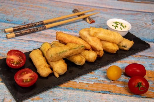 Crispy Vegetable Tempura Recipe, Vegetable Fritters. High quality photo