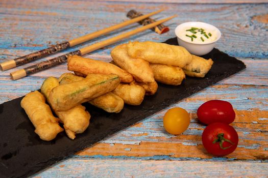 Crispy Vegetable Tempura Recipe, Vegetable Fritters. High quality photo