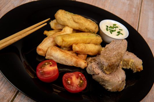 Crispy Vegetable Tempura Recipe, Vegetable Fritters. High quality photo