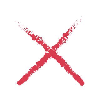 Cross red grunge mark hand drawn isolated on white background vector illustration eps 10