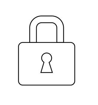 Lock icon protection line symbol flat style isolated on white background.