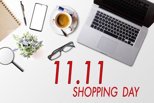 Online shopping of China, 11.11 single's day sale concept. text 11.11 single's day sale.