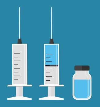 Injection medical syringe and vial icon vector Illustration isolated on background