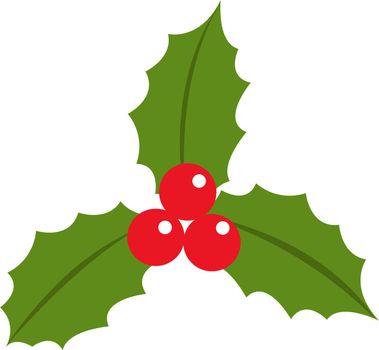 Holly berry leaves christmas icon flat vector illustration isolated on white eps 10