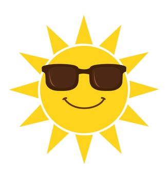 Summer sun smiling face with sunglasses vector illustration isolated on white background eps 10