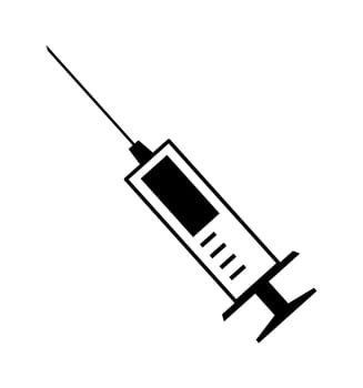 Syringe line icon flat vector illustration isolated on white backgrounds 