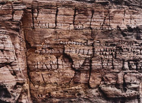 Old cliff wall of brown color outdoor, nature background.