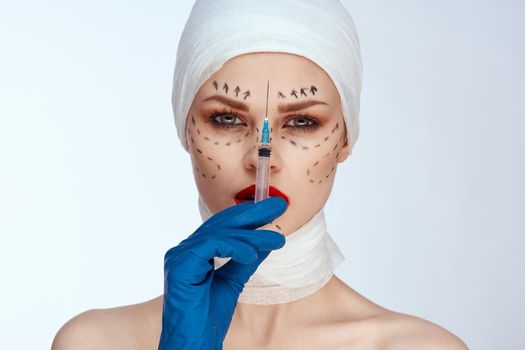 portrait of a woman rejuvenation facial injection cosmetic procedures studio lifestyle. High quality photo