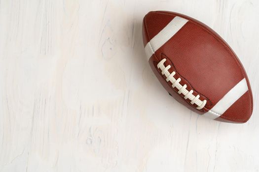 American game rugby ball, view from above. Close up.