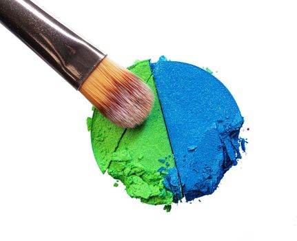 Crushed eyeshadows for eyes makeup isolated on white background