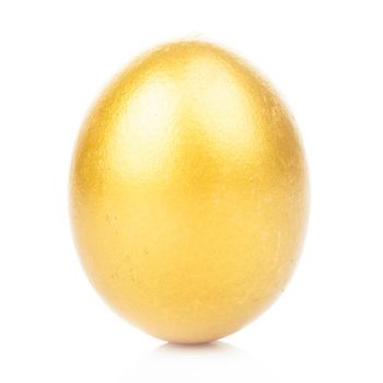 One golden egg isolated on white background