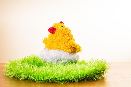 Crochet chicken with eggs in the nest. Easter decorations