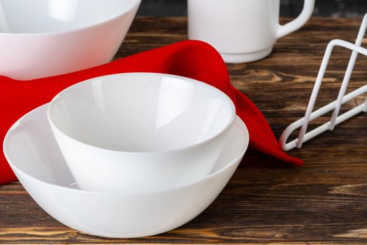 Various kitchen ware on a kitchen counter. Close up.