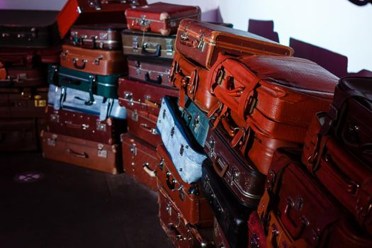 A lot of Old vintage suitcases.