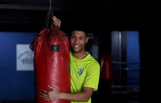 salvador, bahia, brazil - september 9, 2019: Brazilian boxing athlete Hebert Sousa is seen during training in the city of Salvador.