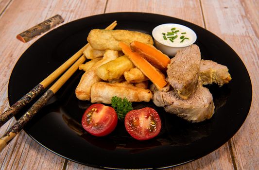Crispy Vegetable Tempura Recipe, Vegetable Fritters. High quality photo