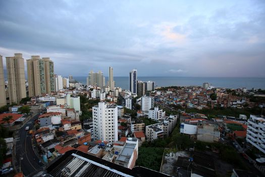 salvador, bahia, brazil - august 29, 2016: Aerial view of dwellings in favela area in Federacao neighborhood in Salvador city.