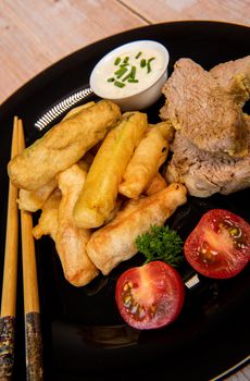 Crispy Vegetable Tempura Recipe, Vegetable Fritters. High quality photo