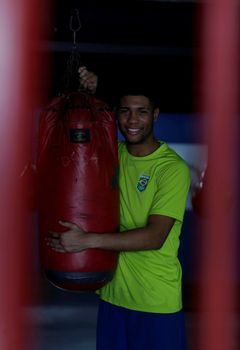 salvador, bahia, brazil - september 9, 2019: Brazilian boxing athlete Hebert Sousa is seen during training in the city of Salvador.