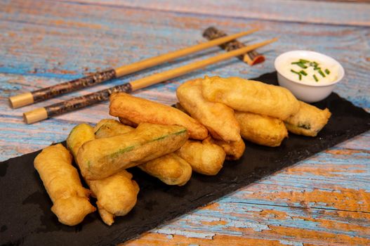 Crispy Vegetable Tempura Recipe, Vegetable Fritters. High quality photo